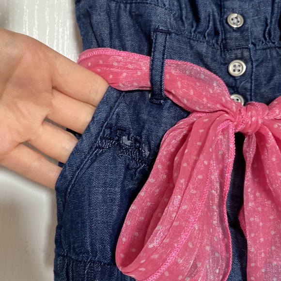 GUESS Kid Girl Jean Romper with Belt - size 4 - Picture 4 of 5